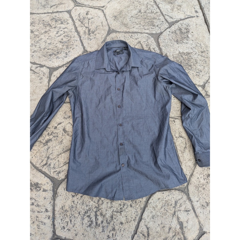 Men's‎ MEXX Metropolitan Semi Slim Cotton Dark Grey Long Sleeve Shirt Size L EUC